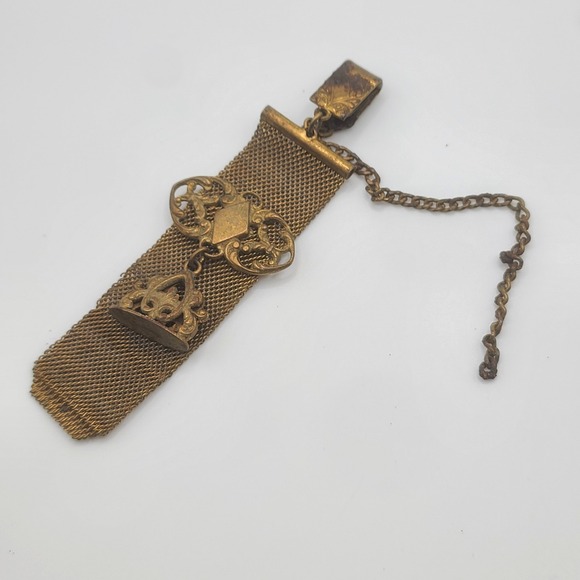Vintage Mesh Watch Fob Seal Gold Tone‎ READ